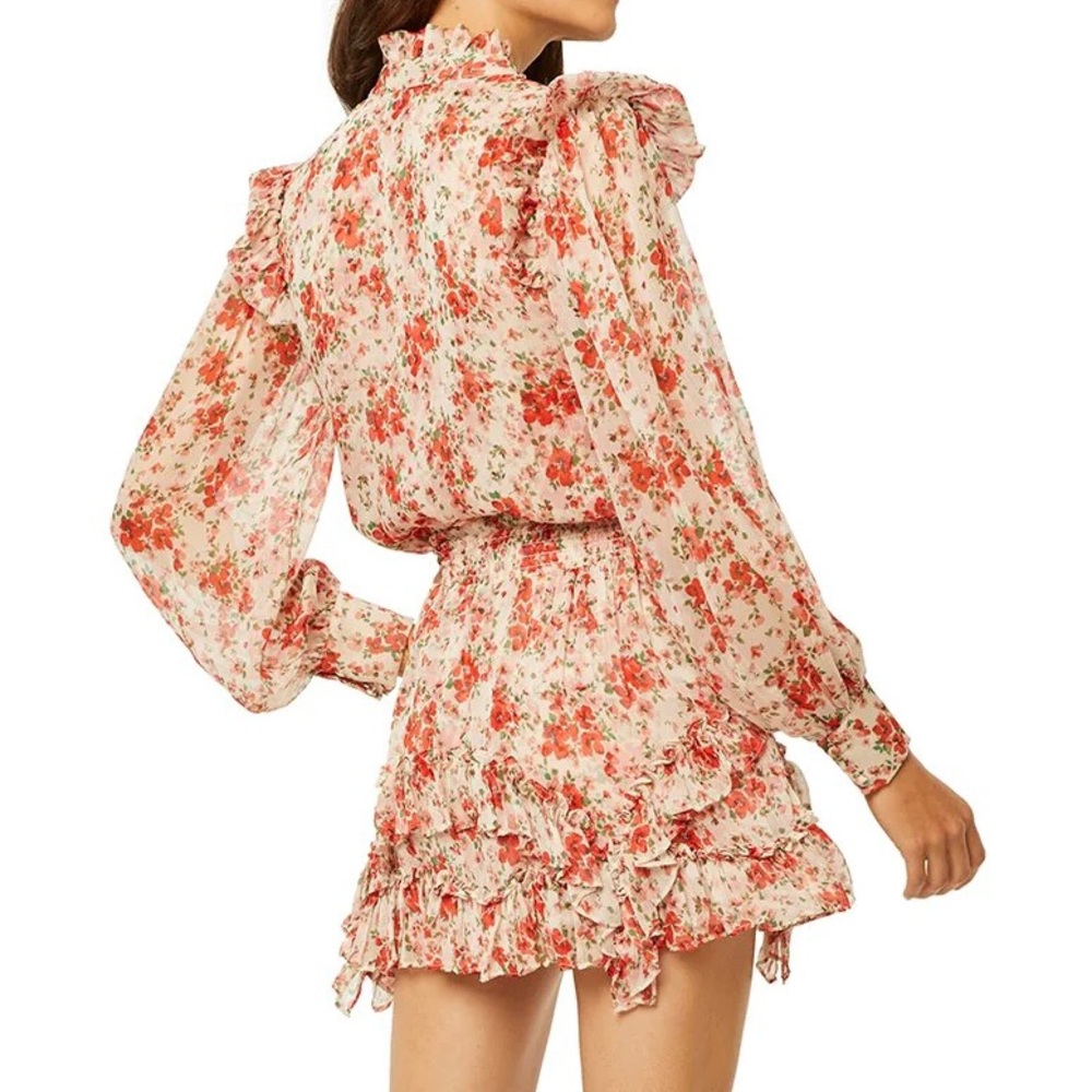 MISA Los Angeles Analeigh Floral Pink and Red Skirt Size XS